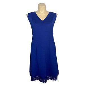 Donna Ricco NY 20W Dress Fit Flare A Line Royal‎ Blue Crochet Detail Hem Career